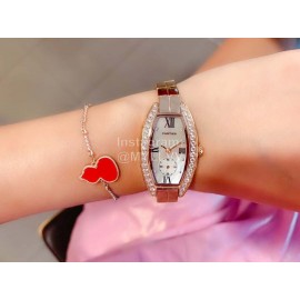 Cartier Olive Shaped Diamond Roman Numeral Dial Watch For Women