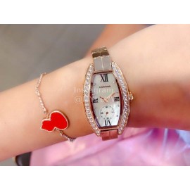 Cartier Olive Shaped Diamond Roman Numeral Dial Watch For Women