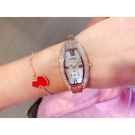 Cartier Olive Shaped Diamond Roman Numeral Dial Watch For Women