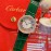 Ronde De Cartier Diamond Dial Cowhide Strap Watch