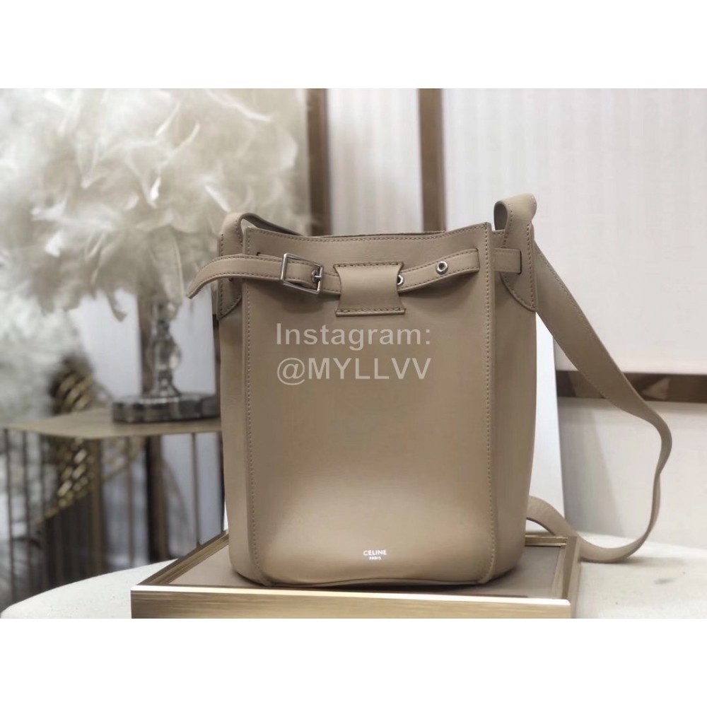 Celine Calfskin Vintage Bucket Bag Beige 189343