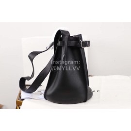 Celine Calfskin Vintage One Shoulder Bucket Bag Black 189343