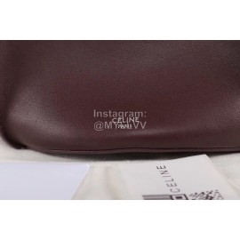 Celine Calfskin Vintage One Shoulder Bucket Bag Wine Red 189343