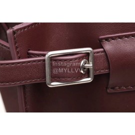 Celine Calfskin Vintage One Shoulder Bucket Bag Wine Red 189343