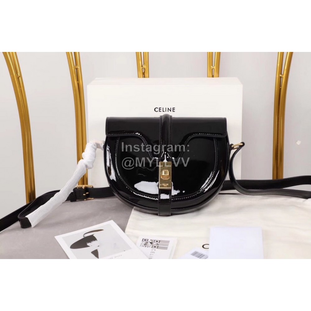 Celine Black Patent Leather Messenger Bag 188013