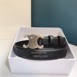 Celine Black Leather Silver Buckle 25mm Belts For Men And Women