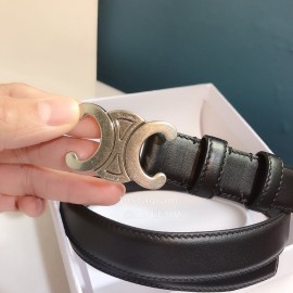 Celine Black Leather Silver Buckle 25mm Belts For Men And Women