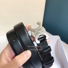 Celine Black Leather Silver Buckle 25mm Belts For Men And Women