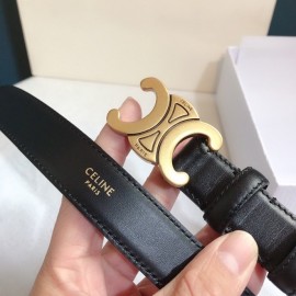 Celine Black Leather Gold Buckle 25mm Belts For Men And Women
