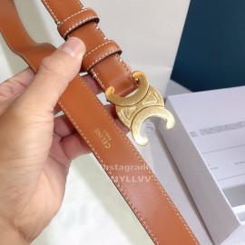 Celine Brown Leather Buckle 25mm Belts For Men And Women