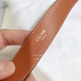 Celine Brown Leather Buckle 25mm Belts For Men And Women