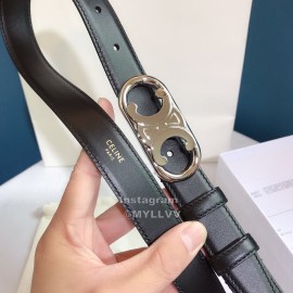 Celine Black Leather 25mm Belts For Men And Women