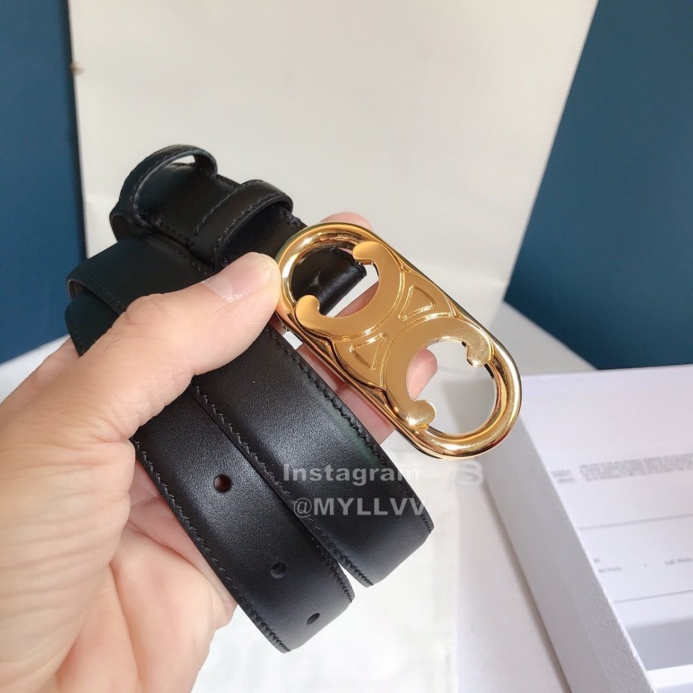 Celine Black Leather Gold Buckle 25mm Belts 