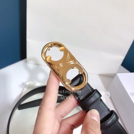 Celine Black Leather Gold Buckle 25mm Belts 