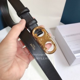 Celine Black Leather Gold Buckle 25mm Belts 
