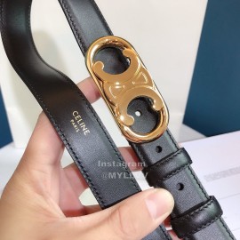 Celine Black Leather Gold Buckle 25mm Belts 