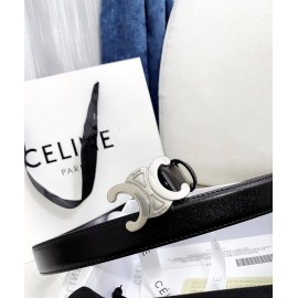 Celine Black Calf Silver Buckle 25mm Belts For Men And Women