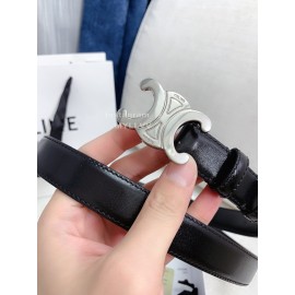 Celine Black Calf Silver Buckle 25mm Belts For Men And Women
