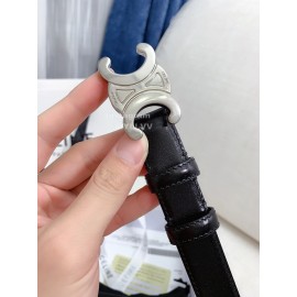 Celine Black Calf Silver Buckle 25mm Belts For Men And Women