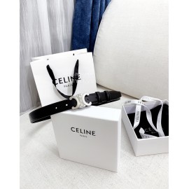Celine Black Calf Silver Buckle 25mm Belts For Men And Women