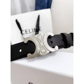 Celine Black Calf Silver Buckle 25mm Belts For Men And Women