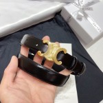 Celine New Black Leather 25mm Belts For Men And Women
