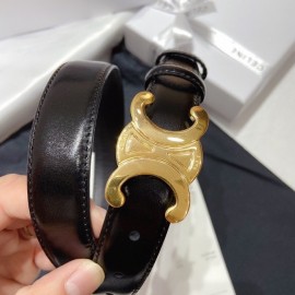Celine New Black Leather 25mm Belts For Men And Women