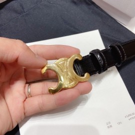 Celine New Black Leather 25mm Belts For Men And Women