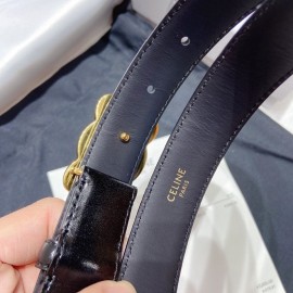 Celine New Black Leather 25mm Belts For Men And Women