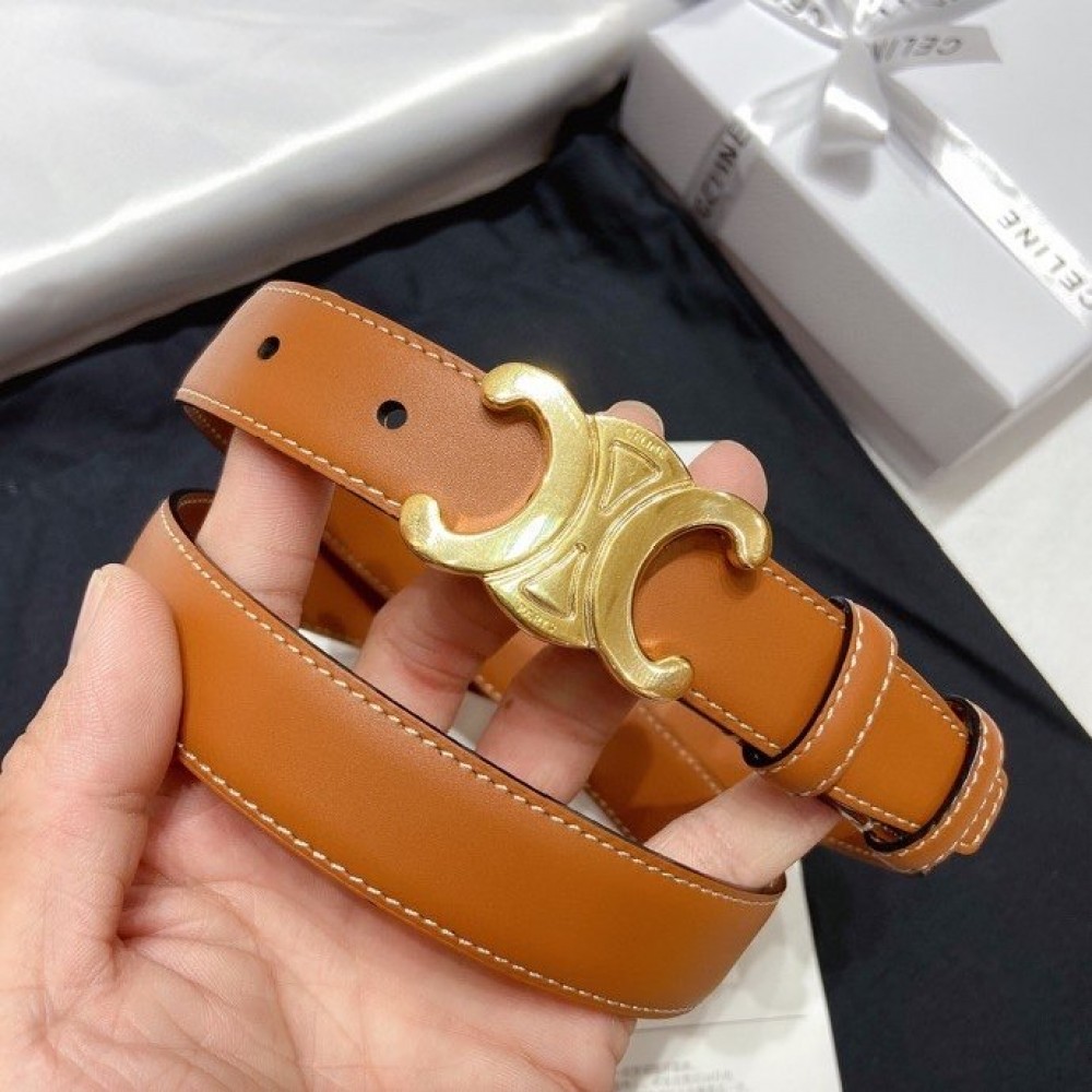 Celine Brown Leather 25mm Belts For Men And Women