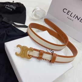 Celine Fabric Cow Leather Gold Buckle Belts
