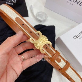 Celine Fabric Cow Leather Gold Buckle Belts
