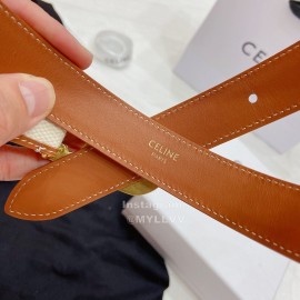 Celine Fabric Cow Leather Gold Buckle Belts