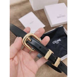 Celine Black Leather Gold Pin Buckle 18mm Belts For Women