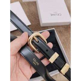 Celine Black Leather Gold Pin Buckle 18mm Belts For Women