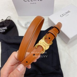 Celine Brown Leather Gold Gancini Buckle 18mm Belts For Women