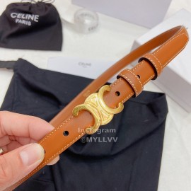 Celine Brown Leather Gold Gancini Buckle 18mm Belts For Women