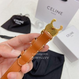Celine Brown Leather Gold Gancini Buckle 18mm Belts For Women