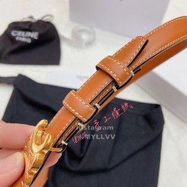 Celine Brown Leather Gold Gancini Buckle 18mm Belts For Women