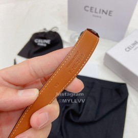 Celine Brown Leather Gold Gancini Buckle 18mm Belts For Women
