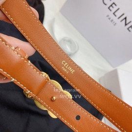 Celine Brown Leather Gold Gancini Buckle 18mm Belts For Women