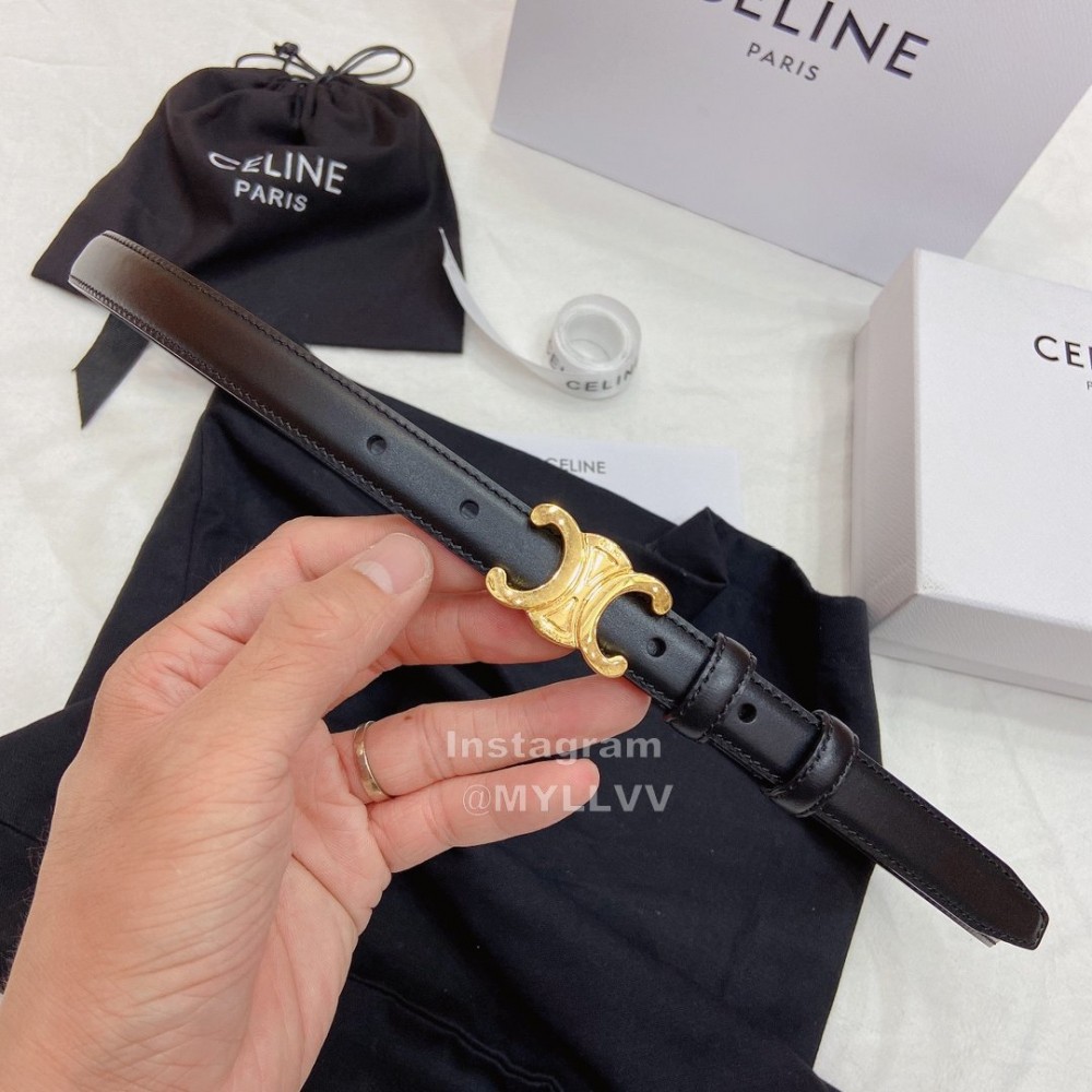 Celine Black Leather Gold Gancini Buckle 18mm Belts For Women