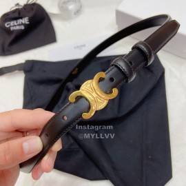 Celine Black Leather Gold Gancini Buckle 18mm Belts For Women