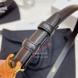 Celine Black Leather Gold Gancini Buckle 18mm Belts For Women