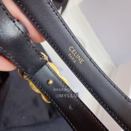 Celine Black Leather Gold Gancini Buckle 18mm Belts For Women
