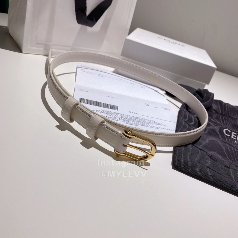 Celine Calf Gold Pin Buckle 18mm Belts White