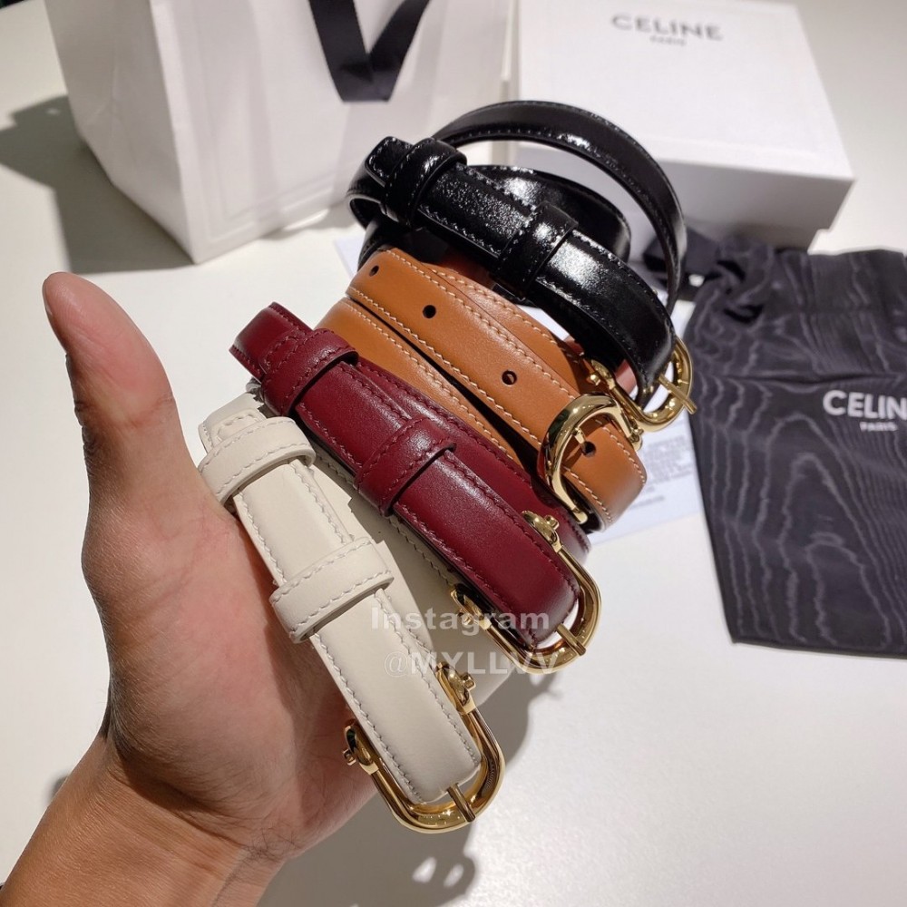 Celine Calf Gold Pin Buckle 18mm Belts Wine Red