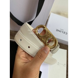Celine Fashion Leather Gold Buckle 25mm Belts For Women White