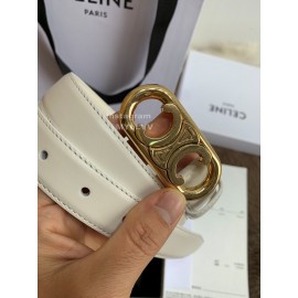 Celine Fashion Leather Gold Buckle 25mm Belts For Women White