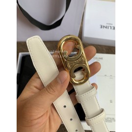 Celine Fashion Leather Gold Buckle 25mm Belts For Women White